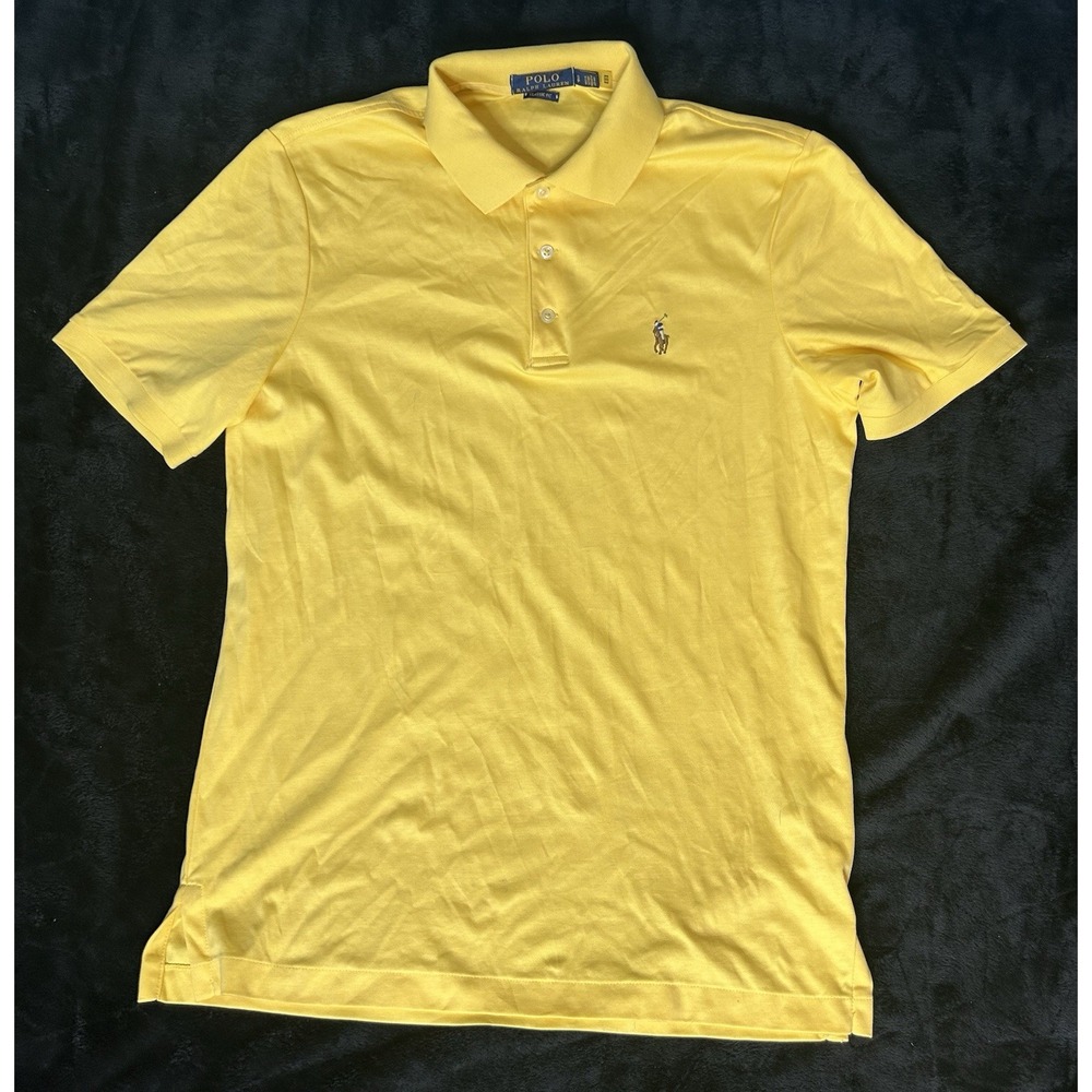 Polo Ralph Lauren Mens Classic Fit S/S Polo Yellow Size Small Flesh Pony 3 Butto